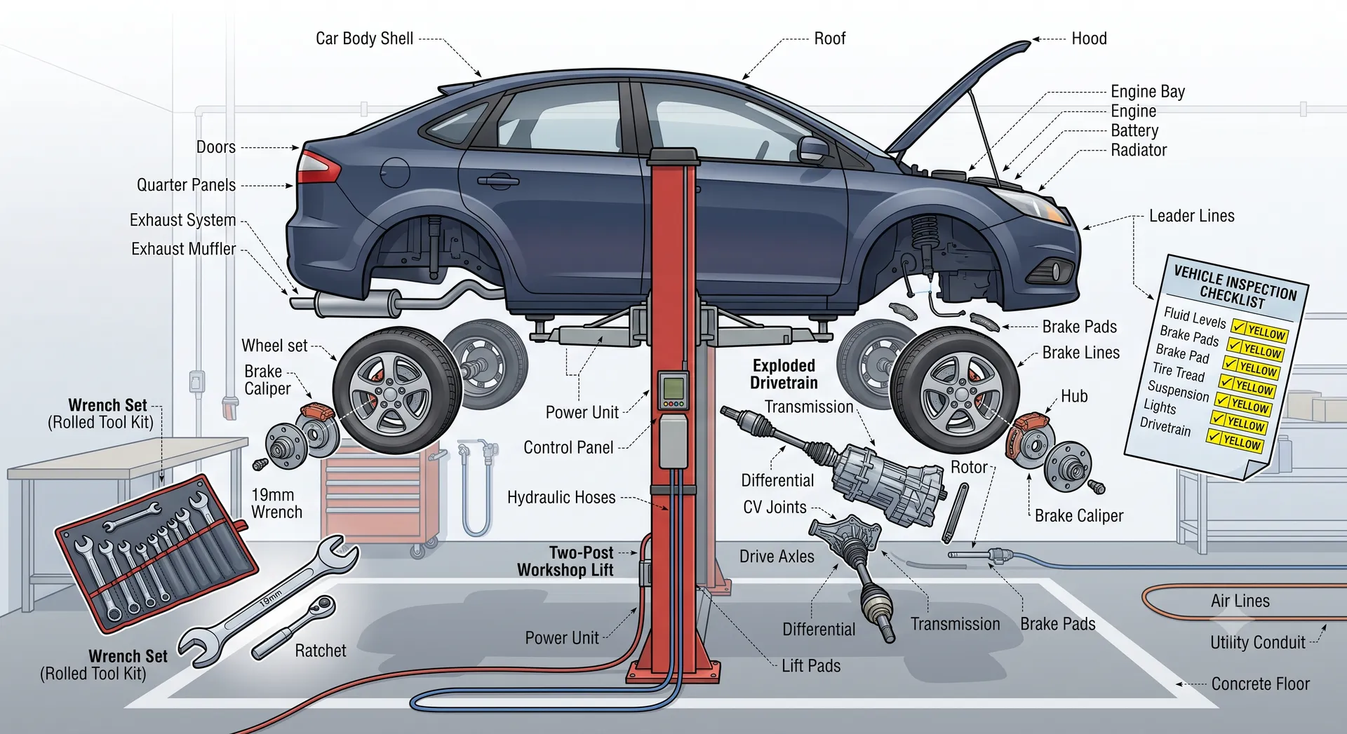 Auto Check, exploded technical cover plate