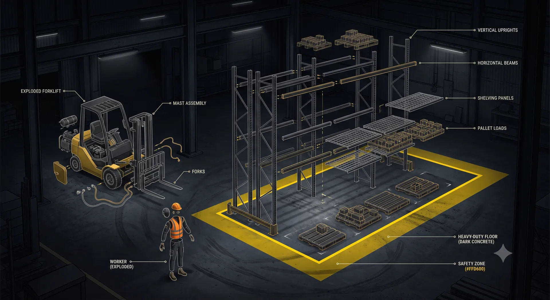 Warehouse Safety Training, exploded technical cover plate
